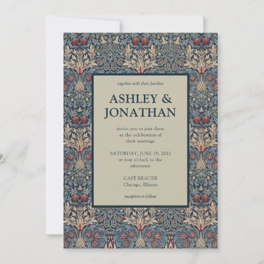Elegante William Morris Snakeshead Patroon Wedding Kaart (Voorkant)