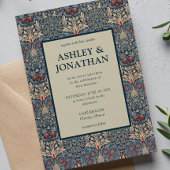 Elegante William Morris Snakeshead Patroon Wedding Kaart