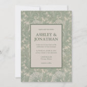 Elegante William Morris Tulp Patroon Wedding Kaart (Voorkant)