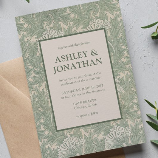 Elegante William Morris Tulp Patroon Wedding Kaart