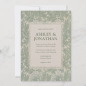 Elegante William Morris Tulp Patroon Wedding Kaart (Voorkant)