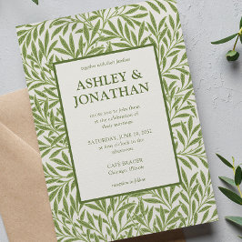 Elegante William Morris Wilgenpatroon Huwelijk Kaart