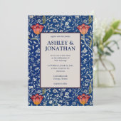 Elegante William Morris Willow Patroon Wedding Kaart (Staand voorkant)