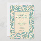 Elegante William Morris Willow Patroon Wedding Kaart (Voorkant)