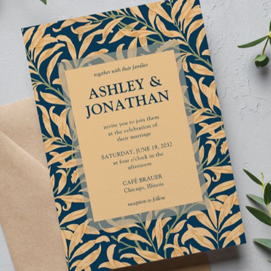 Elegante William Morris Willow Patroon Wedding Kaart