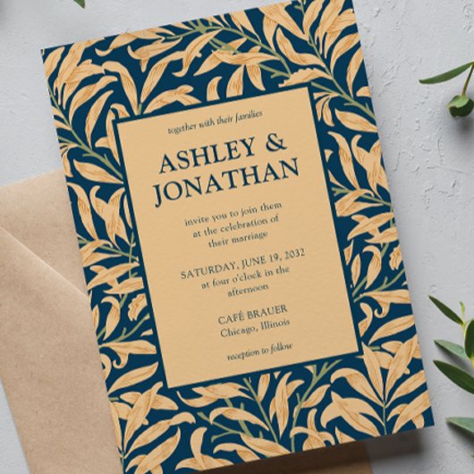 Elegante William Morris Willow Patroon Wedding Kaart