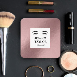 Elegante wimper wimpers gouden roze roos vierkant vierkante visitekaartje