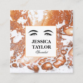 Elegante wimper wimpers koraal wit marmer vierkante visitekaartje