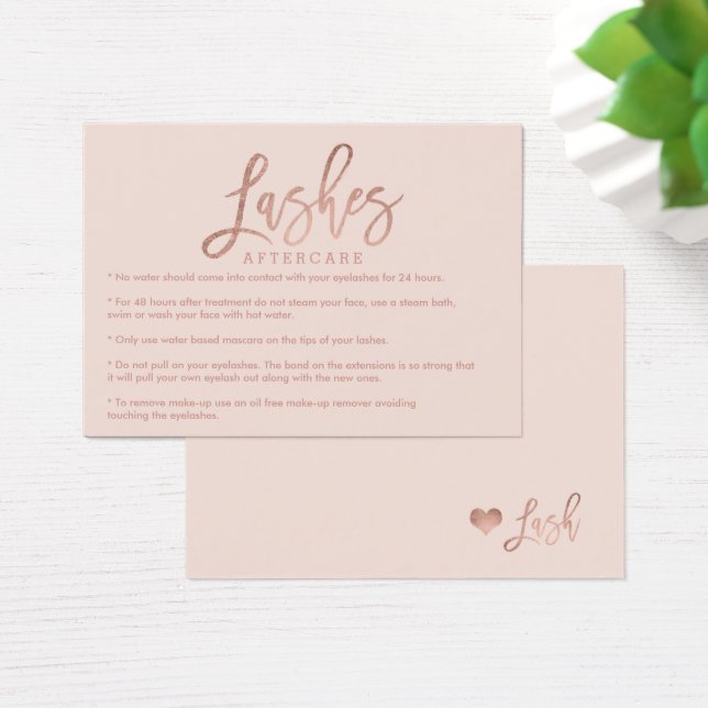 Elegante wimpers aftercare roos gouden blush roze visitekaartje (Bureau)
