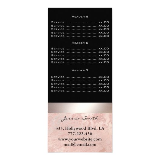 Elegante wimpers en wenkbrauwen roos goudmarmer reclamekaart (Achterkant)