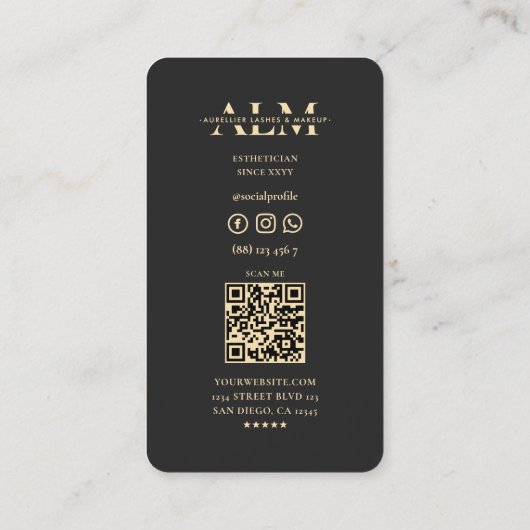 Elegante wimpers make-up artiest zwart schoonheid visitekaartje (Achterkant)
