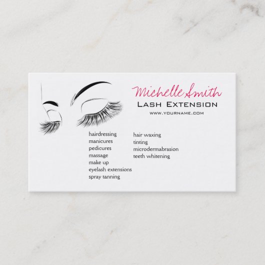 Elegante Wimpers Make-up Lash Bar Zwart en Wit Visitekaartje (Voorkant)