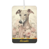 Elegante windhond versierd met bloemen en linten luchtverfrisser (Voorkant)