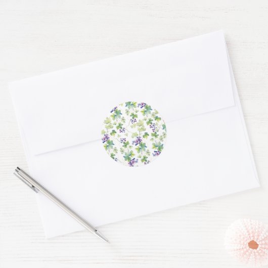 Elegante wingerdstokstickers ronde sticker (Envelop)