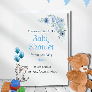 Elegante winkelwagen Boy's Baby shower Invitation Kaart