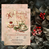 Elegante Winter 90ste Verjaardag Par-Tea Party Kaart