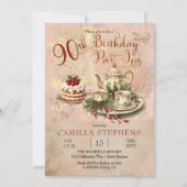 Elegante Winter 90ste Verjaardag Par-Tea Party Kaart (Voorkant)
