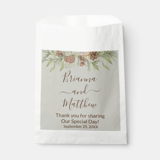 Elegante Winter Beige Bruiloft Favor Bag Bedankzakje (Voorkant)