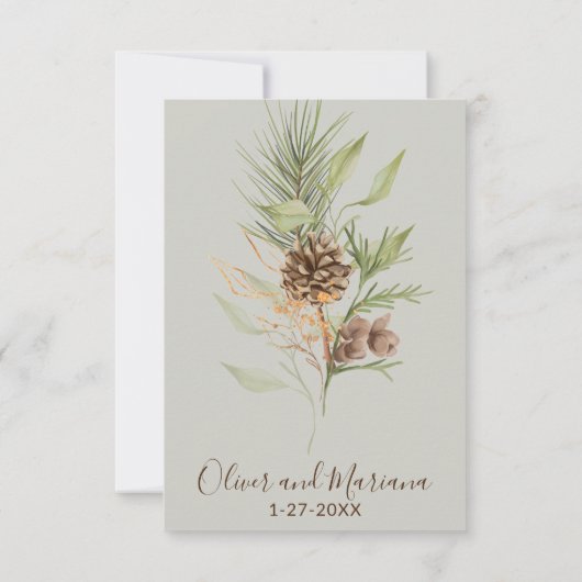 Elegante Winter Beige Pine RSVP-kaart RSVP Kaartje (Achterkant)