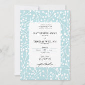 Elegante Winter Berries Ice Blue Botanische bruilo Kaart (Voorkant)