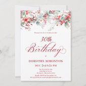 Elegante Winter Berry Botanical 30e verjaardag Kaart (Voorkant)