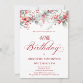 Elegante Winter Berry Botanical 40e verjaardag Kaart (Voorkant)