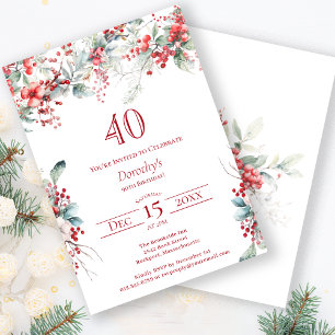 Elegante Winter Berry Botanical 40e verjaardag Kaart
