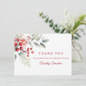 Elegante Winter Berry Botanical 40th Verjaardag Fl Bedankkaart (Staand voorkant)