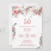 Elegante Winter Berry Botanical 50e verjaardag Kaart (Voorkant)