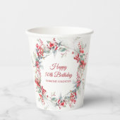 Elegante Winter Berry Botanical 50e verjaardag Papieren Bekers (Voorkant)