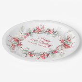 Elegante Winter Berry Botanical 50e verjaardag Papieren Bordje (Gekanteld)