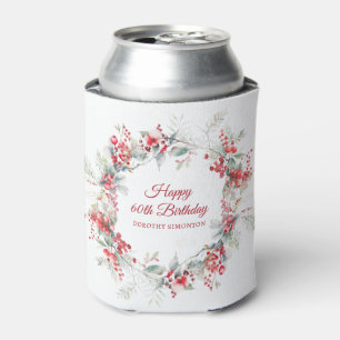 Elegante Winter Berry Botanical 60e verjaardag Blikjeskoeler