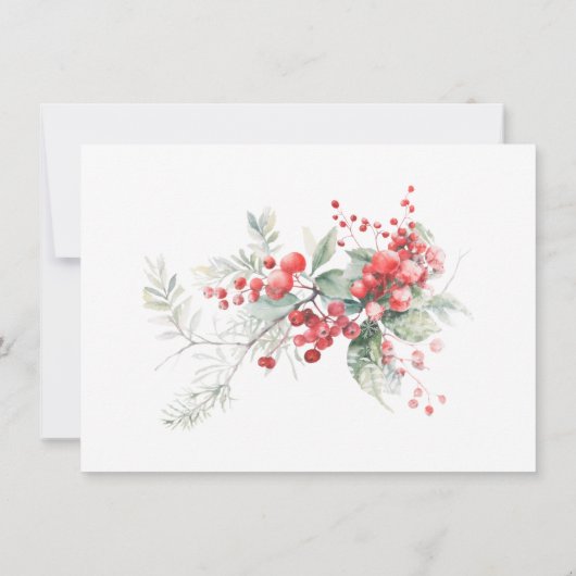 Elegante Winter Berry Botanical 60e verjaardag Fla Bedankkaart (Achterkant)