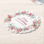 Elegante Winter Berry Botanical 60e verjaardag Kartonnen Onderzetters (Gekanteld)