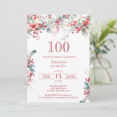 Elegante Winter Berry Botanische 100e verjaardag Kaart (Staand voorkant)