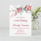 Elegante Winter Berry Botanische 100e verjaardag Kaart (Staand voorkant)