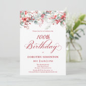 Elegante Winter Berry Botanische 100e verjaardag Kaart (Staand voorkant)