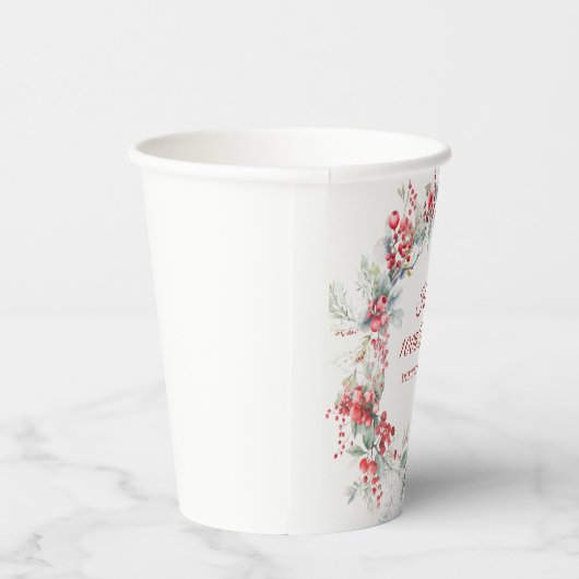 Elegante Winter Berry Botanische 100e verjaardag Papieren Bekers (Rechts)