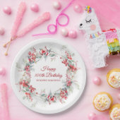 Elegante Winter Berry Botanische 100e verjaardag Papieren Bordje (Feest)