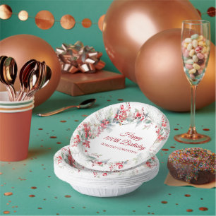 Elegante Winter Berry Botanische 100e verjaardag Papieren Kommen