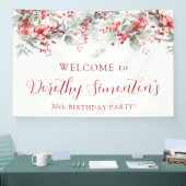 Elegante Winter Berry Botanische 30e Verjaardagsfe Spandoek (Beurs)