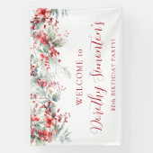 Elegante Winter Berry Botanische 80e Verjaardagsfe Spandoek (Verticaal)