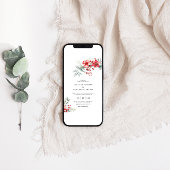 Elegante Winter Berry Poinsettia Bruiloft Kaart