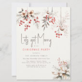 Elegante Winter Bessen & Bloemen Kerstfeest Kaart (Voorkant)