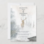 Elegante winter betoverd bos bruiloft kaart (Voorkant)