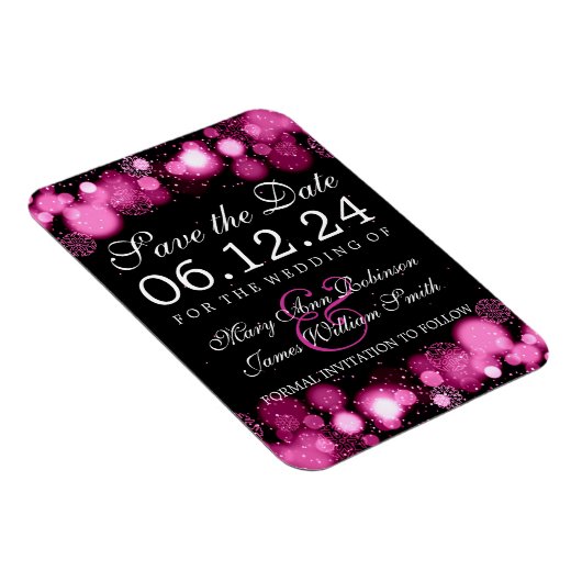 Elegante winter Bewaar de datum Roze Lichten Magneet (Rechterzijde)