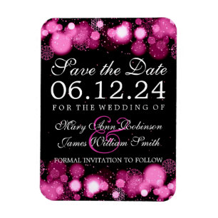 Elegante winter Bewaar de datum Roze Lichten Magneet