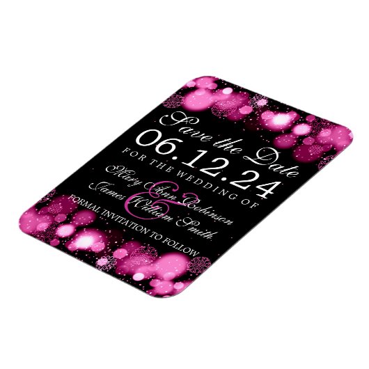 Elegante winter Bewaar de datum Roze Lichten Magneet (Linkerzijde)