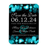 Elegante winter Bewaar de datum Turquoise Lights Magneet (Verticaal)