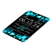 Elegante winter Bewaar de datum Turquoise Lights Magneet (Linkerzijde)